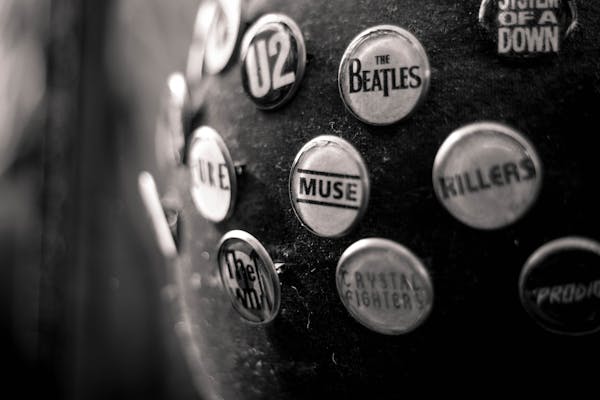 buttons with band names