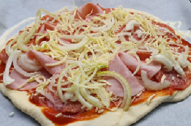Ham with Onion Pizza